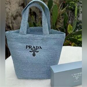 Prada Blue Women's Tote Bag Raffia NWT GWP/VIP